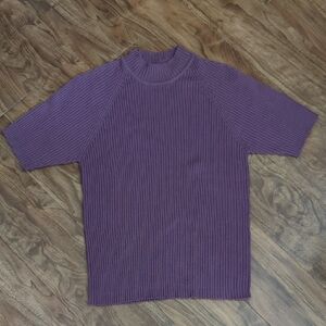 J. Jill Purple 100% Merino Wool Short Sleeve Sweater